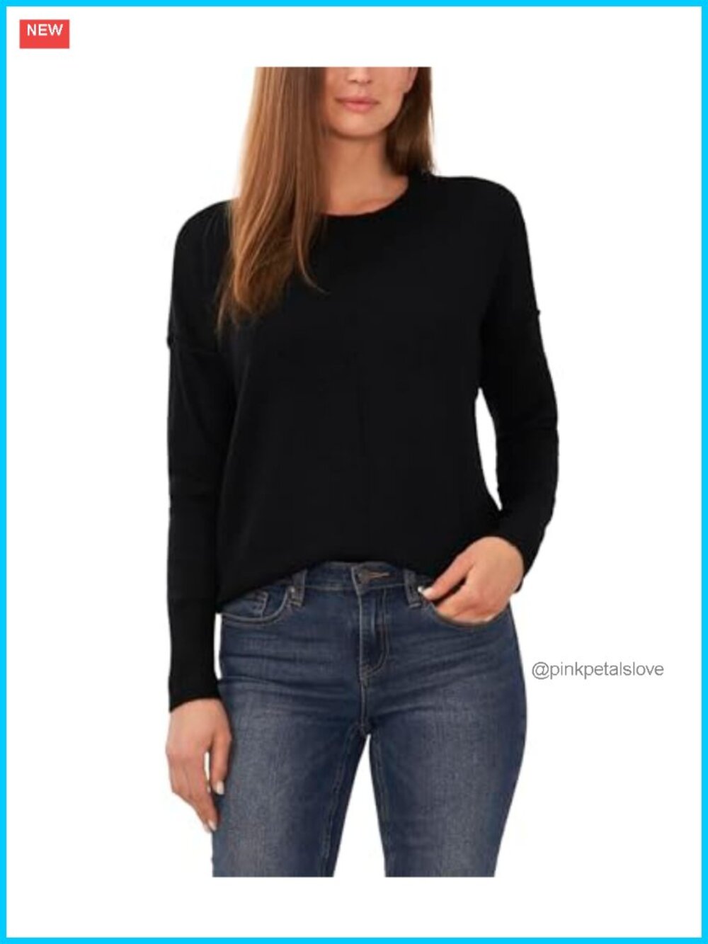 Womens Long Sleeve Center Front Seam Cozy Sweater Relaxed Fit Pullover